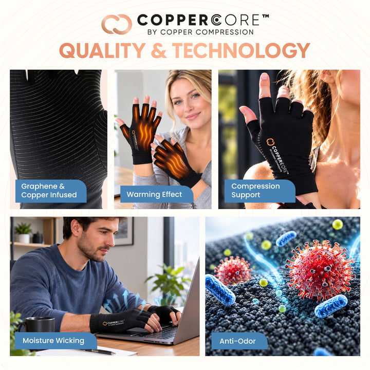 CopperCore™ Infrared Energy Half Finger Gloves by Copper Compression