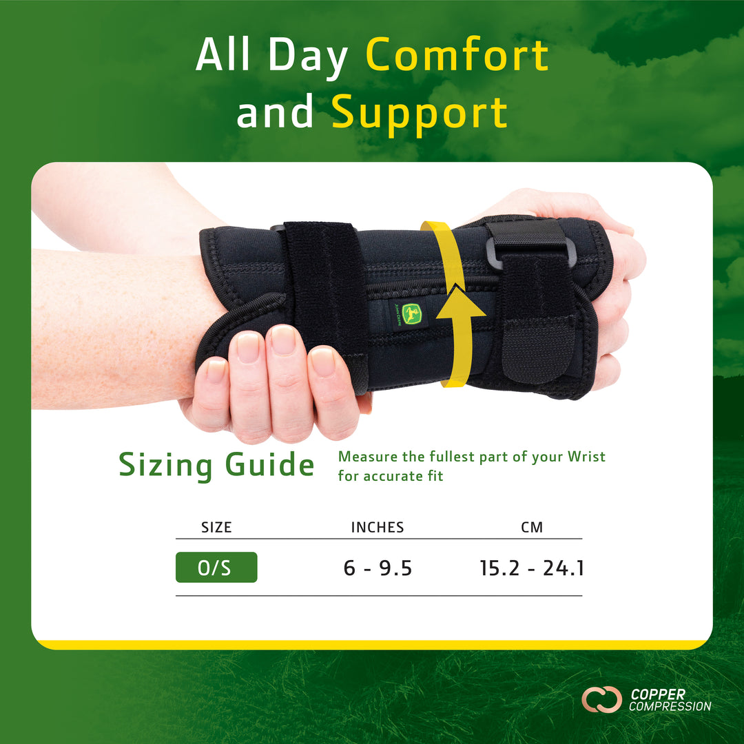 John Deere Wrist Brace by Copper Compression – Heavy-Duty Wrist & Hand Support for Pain, Stability, and Injury Recovery – Universal Fit for Left or Right Hand – Durable Compression for Farming, Work, and Everyday Use