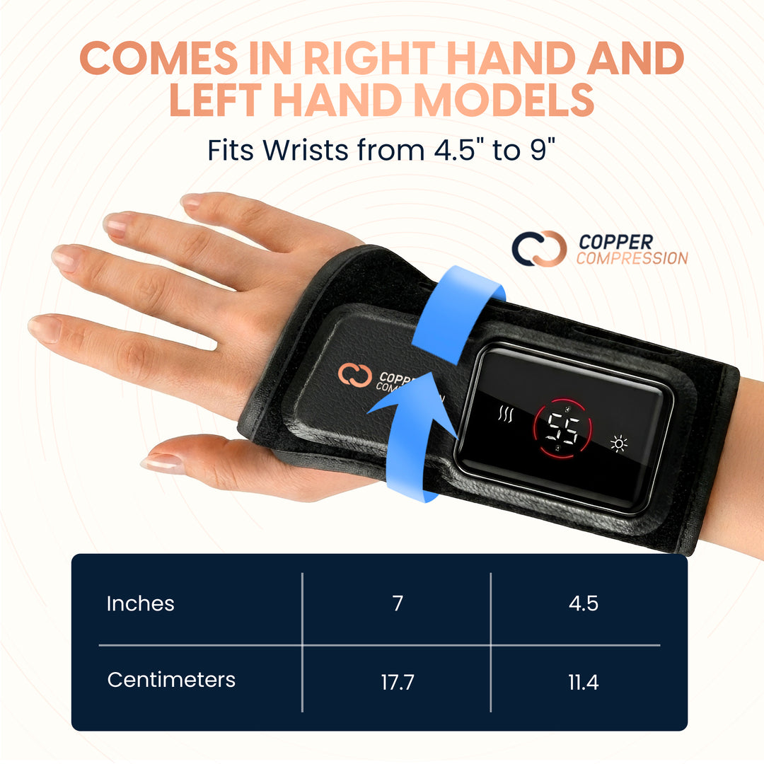 CopperVibe™ Vibrating and Heat Wrist Massager for Everyday Wrist Soreness and Stiffness, 3 Level Heat and Vibration Massage, Adjustable Wrist Brace with Semi Rigid Support
