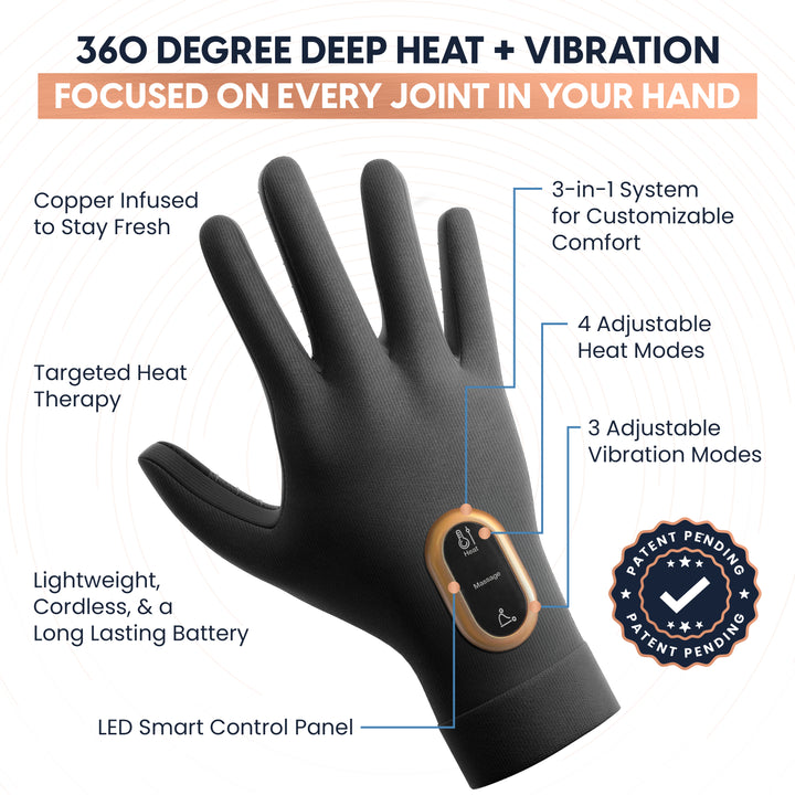 CopperVibe™ 2.0 Heated Vibrating Gloves for Hand Pain Relief