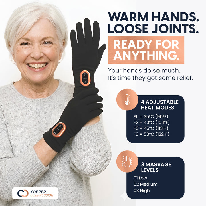 CopperVibe™ 2.0 Heated Vibrating Gloves for Hand Pain Relief