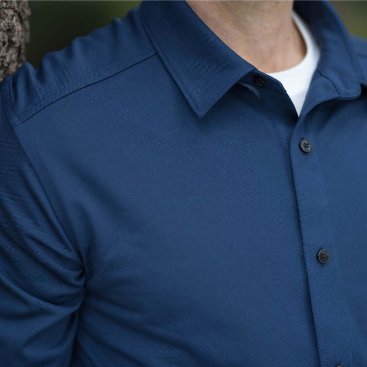 Adaptive True Navy Magnetic Front Long Sleeve Cooling Adaptive Shirt with Pocket