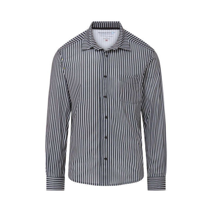 MagnaReady Black Stripe Magnetic Front Long Sleeve Cooling Adaptive Shirt with Pocket