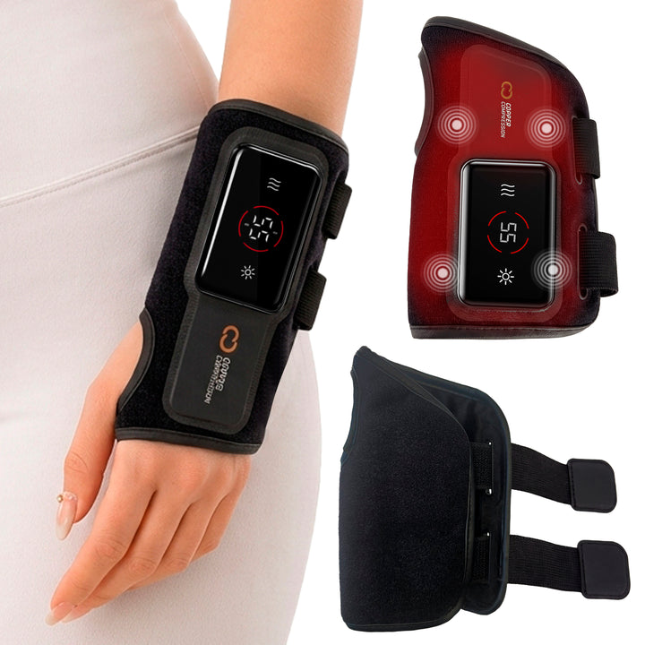 CopperVibe™ Vibrating and Heat Wrist Massager for Everyday Wrist Soreness and Stiffness, 3 Level Heat and Vibration Massage, Adjustable Wrist Brace with Semi Rigid Support