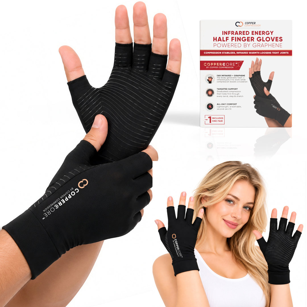 CopperCore™ Infrared Energy Half Finger Gloves by Copper Compression